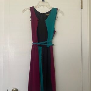 Collectif Burgundy and Teal Midi Dress